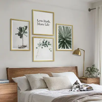 Zielone rośliny minimalizm zestaw 4 obrazów w ramie