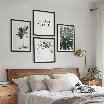 Zielone rośliny minimalizm zestaw 4 obrazów w ramie