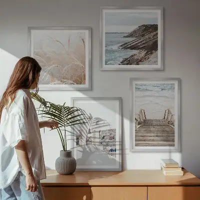 Morze i architektura Santorini poliptyk w ramie