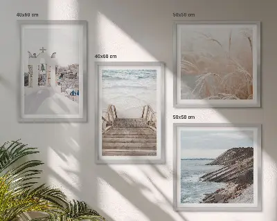Morze i architektura Santorini poliptyk w ramie