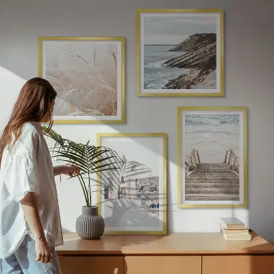 Morze i architektura Santorini poliptyk w ramie