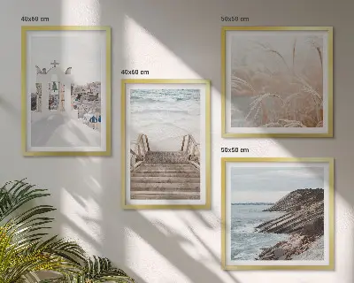 Morze i architektura Santorini poliptyk w ramie