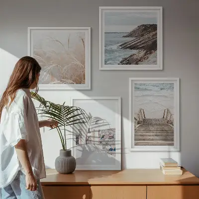 Morze i architektura Santorini poliptyk w ramie