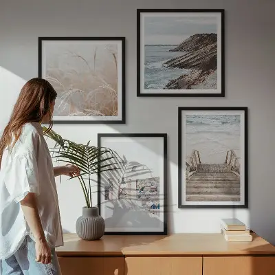 Morze i architektura Santorini poliptyk w ramie