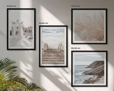 Morze i architektura Santorini poliptyk w ramie
