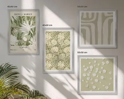 Boho roślinne kompozycje pastel poliptyk w ramie