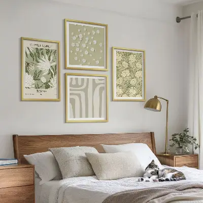Boho roślinne kompozycje pastel poliptyk w ramie