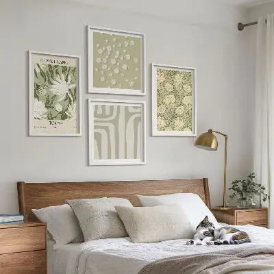 Boho roślinne kompozycje pastel poliptyk w ramie