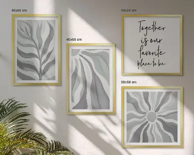 Zestaw 4 obrazów w ramie z roślinnymi pastelowymi ilustracjami