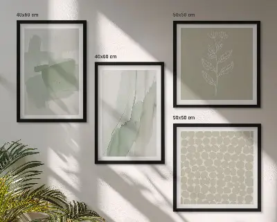 Abstrakcyjne akwarelowe rośliny zestaw 4 obrazów w ramie