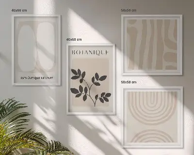 Boho delikatne postery roślinne poliptyk w ramie