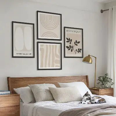 Boho delikatne postery roślinne poliptyk w ramie