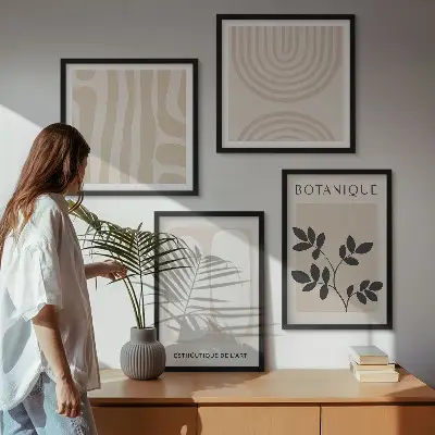 Boho delikatne postery roślinne poliptyk w ramie