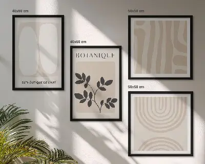 Boho delikatne postery roślinne poliptyk w ramie