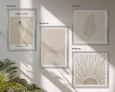 Zestaw obrazów dekoracyjnych pastelowe postery w stylu boho z abstrakcjami