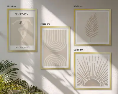 Zestaw obrazów dekoracyjnych pastelowe postery w stylu boho z abstrakcjami