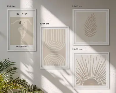 Zestaw obrazów dekoracyjnych pastelowe postery w stylu boho z abstrakcjami