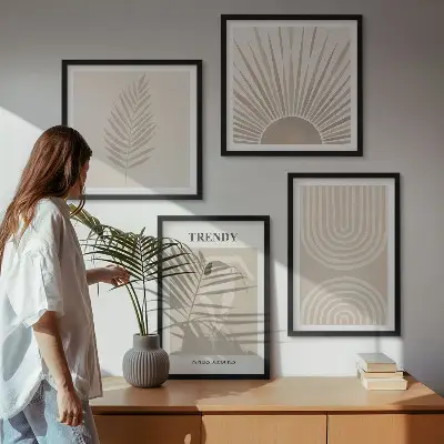 Zestaw obrazów dekoracyjnych pastelowe postery w stylu boho z abstrakcjami