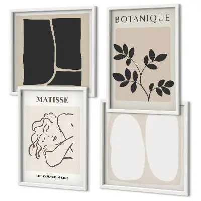 Zestaw 4 obrazów w ramie Stylowe obrazy roślinne Matisse