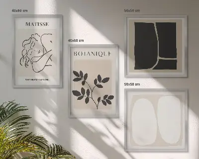 Zestaw 4 obrazów w ramie stylowe obrazy z motywem roślinnym w stylu Matisse'a