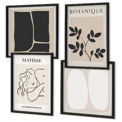 Zestaw 4 obrazów w ramie stylowe obrazy z motywem roślinnym w stylu Matisse'a