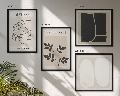Zestaw 4 obrazów w ramie stylowe obrazy z motywem roślinnym w stylu Matisse'a
