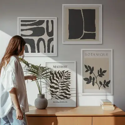 Minimalistyczne postery roślinne w formie poliptyku w ramie