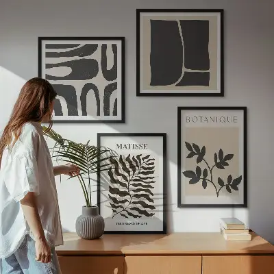 Minimalistyczne postery roślinne w formie poliptyku w ramie