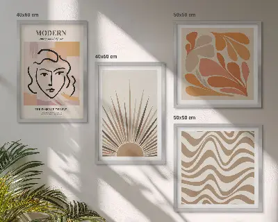 Poliptyk w ramie Słońce boho pastelowe kształty wzór z pastelowymi kształtami w stylu boho