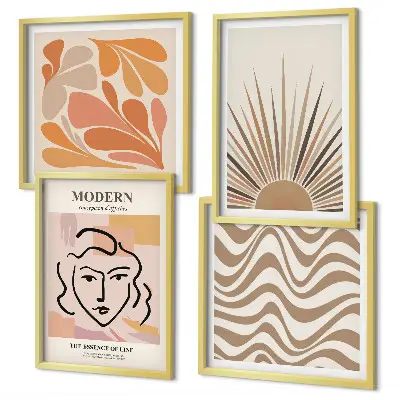 Poliptyk w ramie Słońce boho pastelowe kształty wzór z pastelowymi kształtami w stylu boho
