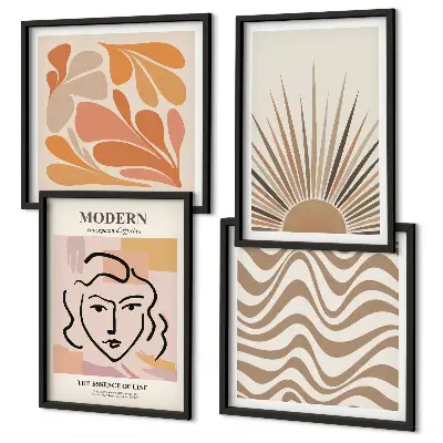 Poliptyk w ramie Słońce boho pastelowe kształty wzór z pastelowymi kształtami w stylu boho