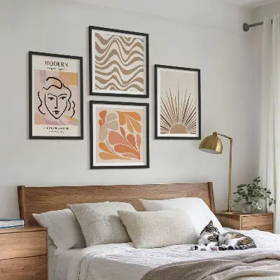 Poliptyk w ramie Słońce boho pastelowe kształty wzór z pastelowymi kształtami w stylu boho