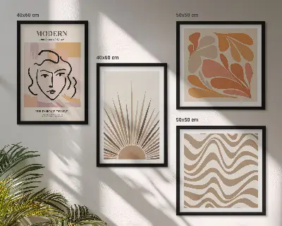 Poliptyk w ramie Słońce boho pastelowe kształty wzór z pastelowymi kształtami w stylu boho