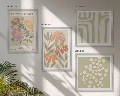 Zestaw obrazów dekoracyjnych motywy botaniczne w stylu minimalistycznym Paris