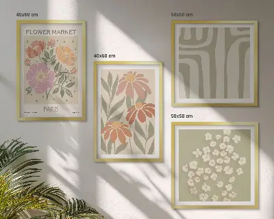 Zestaw obrazów dekoracyjnych motywy botaniczne w stylu minimalistycznym Paris