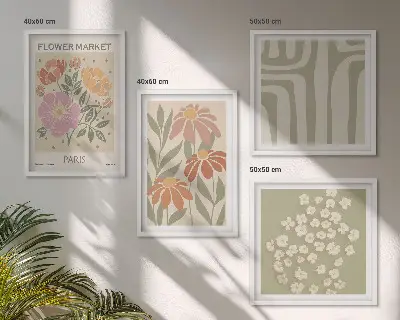 Zestaw obrazów dekoracyjnych motywy botaniczne w stylu minimalistycznym Paris