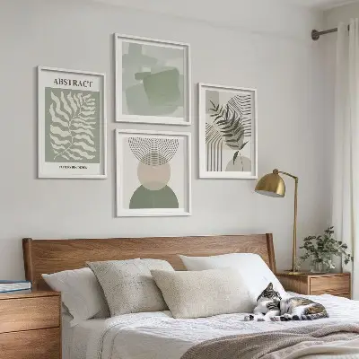 Botaniczne abstrakcje boho zestaw 4 obrazów w ramie