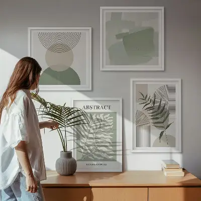 Botaniczne abstrakcje boho zestaw 4 obrazów w ramie