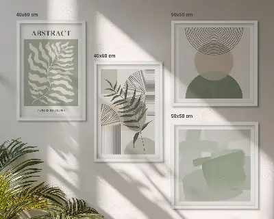 Botaniczne abstrakcje boho zestaw 4 obrazów w ramie