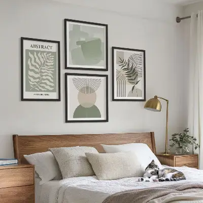 Botaniczne abstrakcje boho zestaw 4 obrazów w ramie