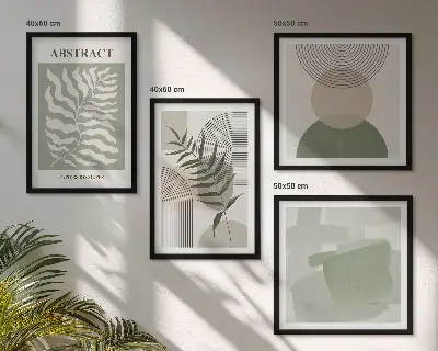 Botaniczne abstrakcje boho zestaw 4 obrazów w ramie
