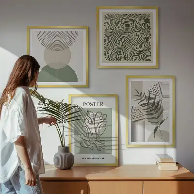 Geometryczne wzory botaniczne poliptyk w ramie