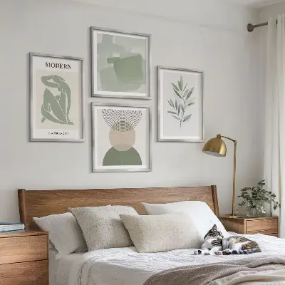 Zestaw obrazów dekoracyjnych stylowe grafiki z abstrakcyjnymi motywami roślinnymi