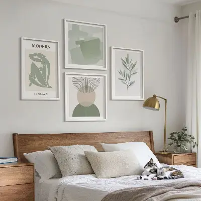 Zestaw obrazów dekoracyjnych stylowe grafiki z abstrakcyjnymi motywami roślinnymi