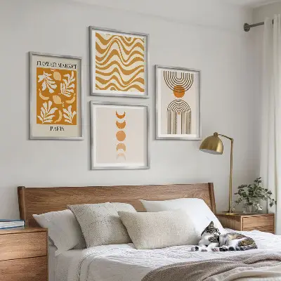 Zestaw obrazów dekoracyjnych w geometryczne wzory roślinne
