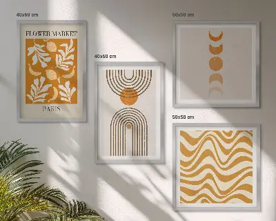 Zestaw obrazów dekoracyjnych w geometryczne wzory roślinne