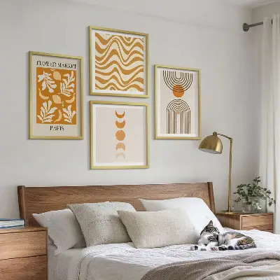 Zestaw obrazów dekoracyjnych w geometryczne wzory roślinne