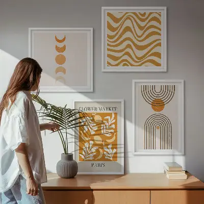 Zestaw obrazów dekoracyjnych w geometryczne wzory roślinne
