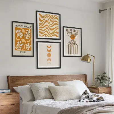 Zestaw obrazów dekoracyjnych w geometryczne wzory roślinne