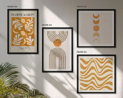 Zestaw obrazów dekoracyjnych w geometryczne wzory roślinne
